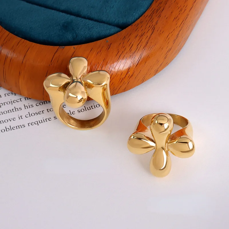 ALLNEWME Unique Design Gold Color Alloy Irregular Flower Charm Rings for Women Ladies Titanium Steel Chunky Rings Accessories
ALLNEWME Unique Design Gold Color Alloy Irregular Flower Charm Rings for Women Ladies Titanium Steel Chunky Rings Accessories