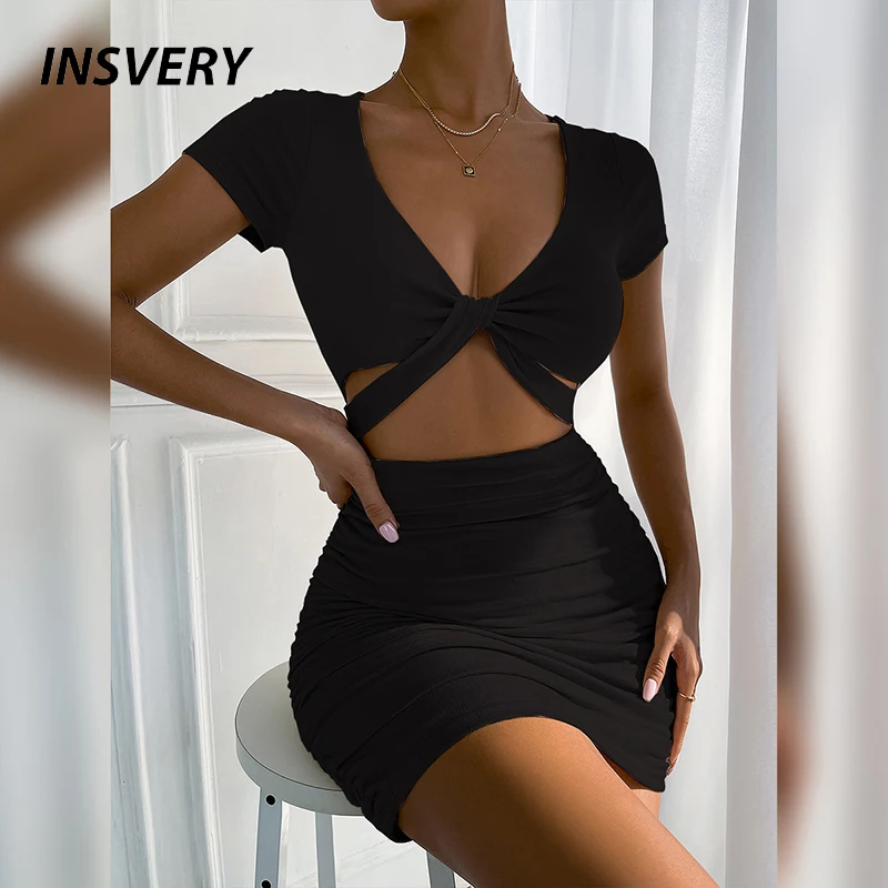 Sexy Bodycon Dress Women V Neck Short Sleeve Hollow Out Mini Dresses For Women Solid Casual Slim Party Dress 2022
Sexy Bodycon Dress Women V Neck Short Sleeve Hollow Out Mini Dresses For Women Solid Casual Slim Party Dress 2022