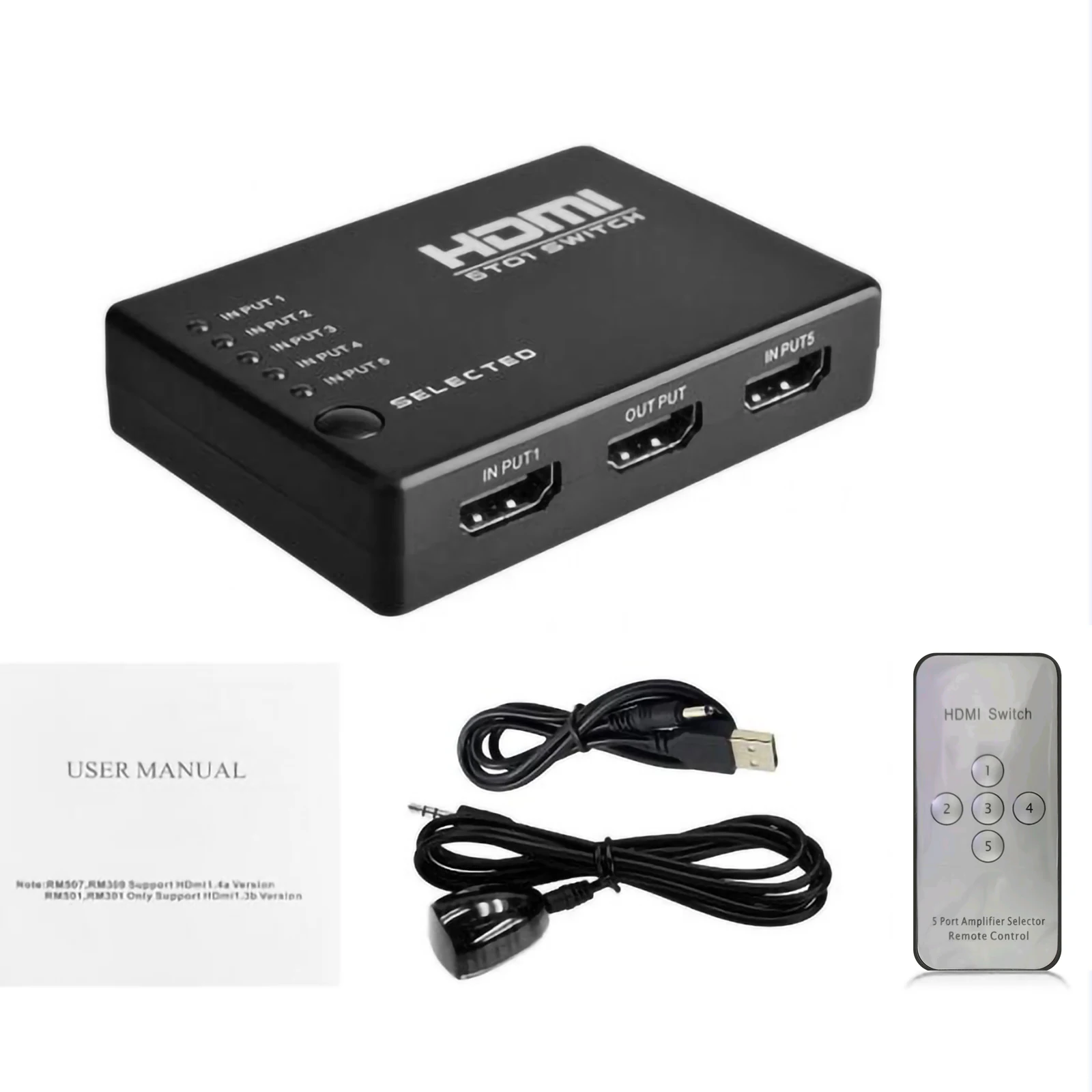 5 in 1 out Video Switcher HDMI-compatible Switch Selector Hub IR Remote 1080p For HDTV CS
5 in 1 out Video Switcher HDMI-compatible Switch Selector Hub IR Remote 1080p For HDTV CS