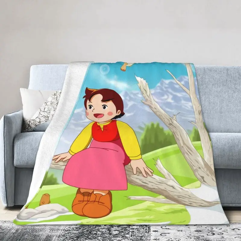 

Kawaii Heidi On The одеяла с изображением дерева теплое Фланелевое аниме мультфильм Alps Mountain Girl плед одеяло для постельного белья диван одеяло