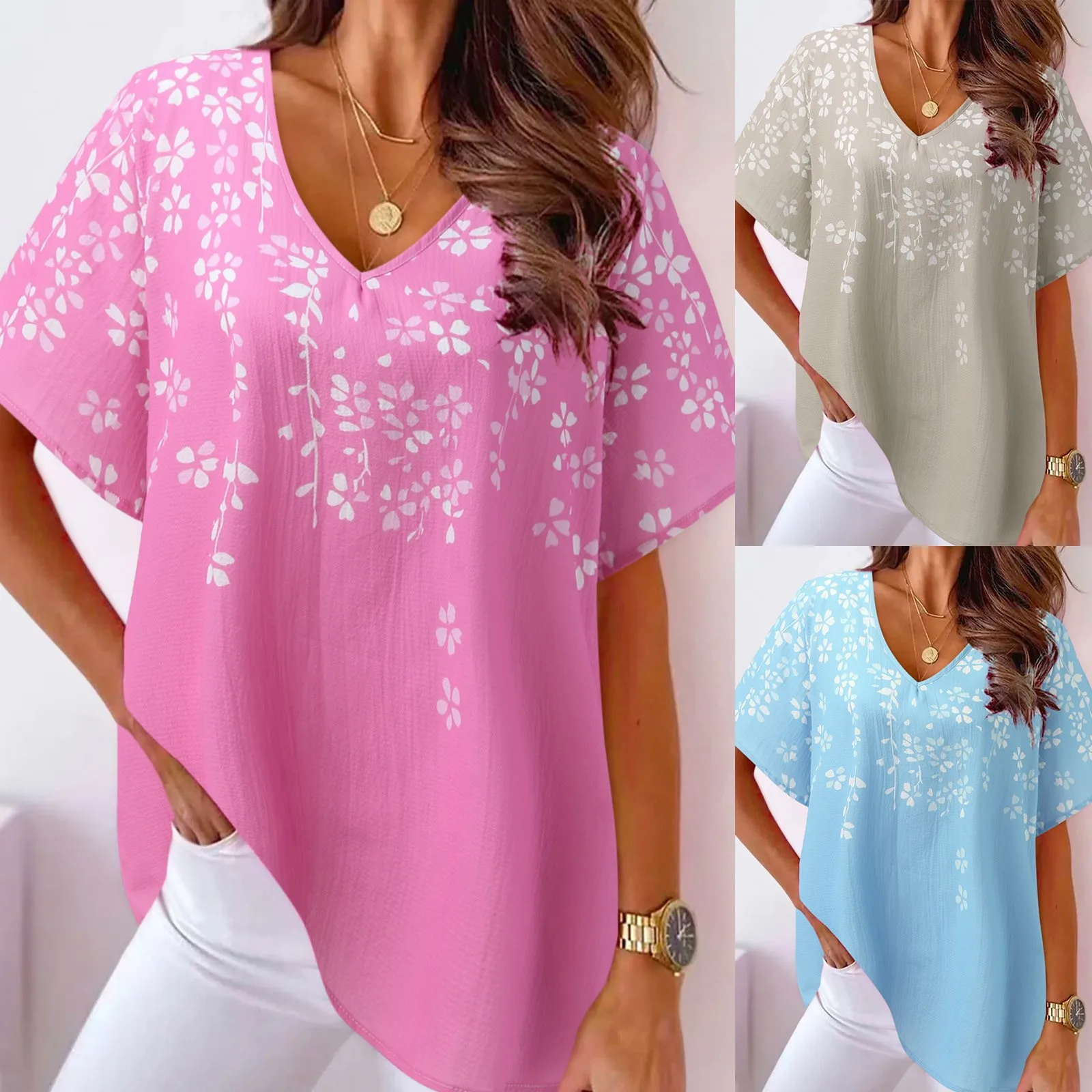 Summer Womens T Shirts Short Sleeve Printed Shirts Casual Button Down Crew Neck Work Blouses Tops Women's Shirt
Summer Womens T Shirts Short Sleeve Printed Shirts Casual Button Down Crew Neck Work Blouses Tops Women's Shirt