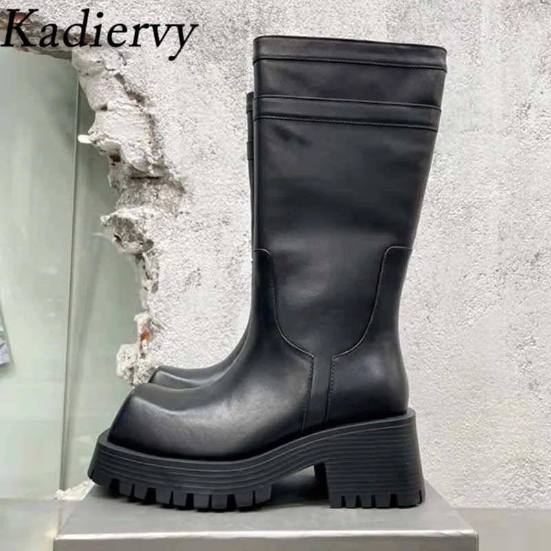 Genuine Leather Motorcycle Boots Women Black Chelsea Boots Thick Sole Square Heel Knight Boots Woman Platform Shoes Women
Genuine Leather Motorcycle Boots Women Black Chelsea Boots Thick Sole Square Heel Knight Boots Woman Platform Shoes Women