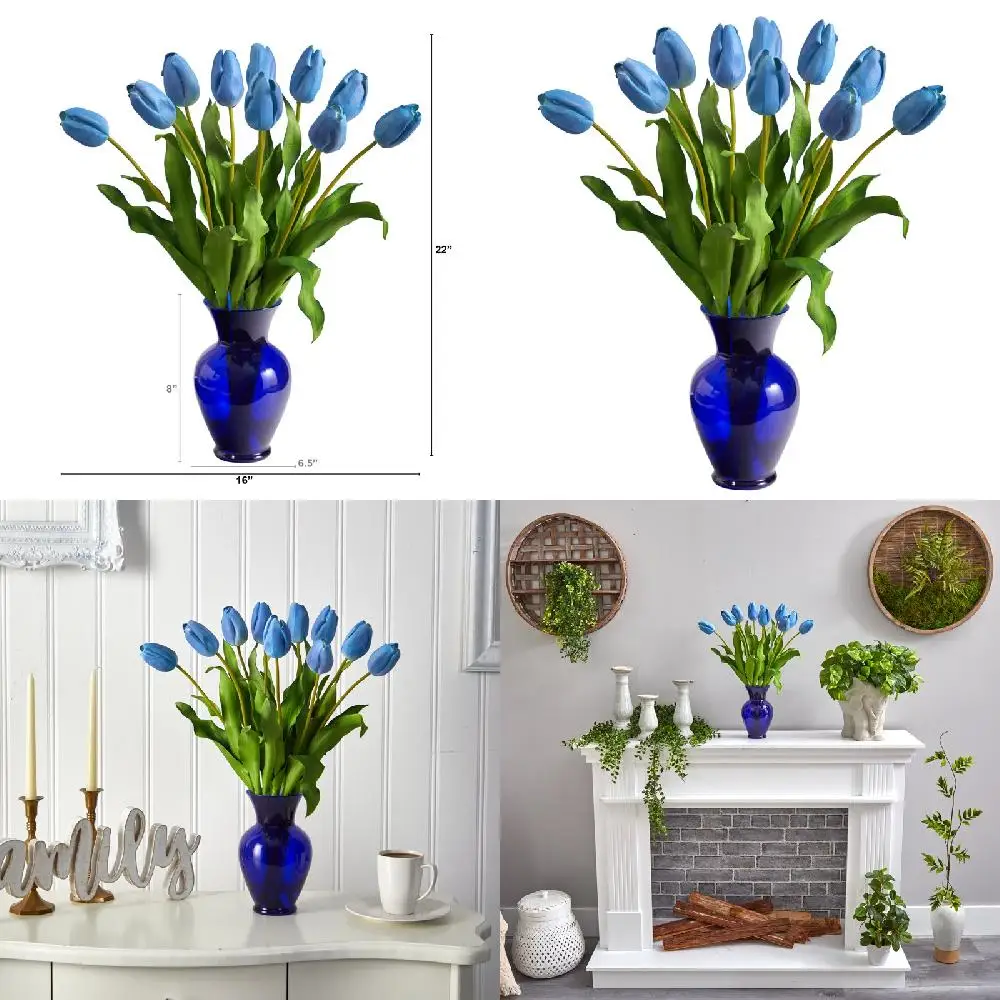 , Fragrance Floral Home Decorations Gorgeous Dutch Blue Colored Artificial Floral Arrangement in Vase Home Decorations, Fragrant
, Fragrance Floral Home Decorations Gorgeous Dutch Blue Colored Artificial Floral Arrangement in Vase Home Decorations, Fragrant