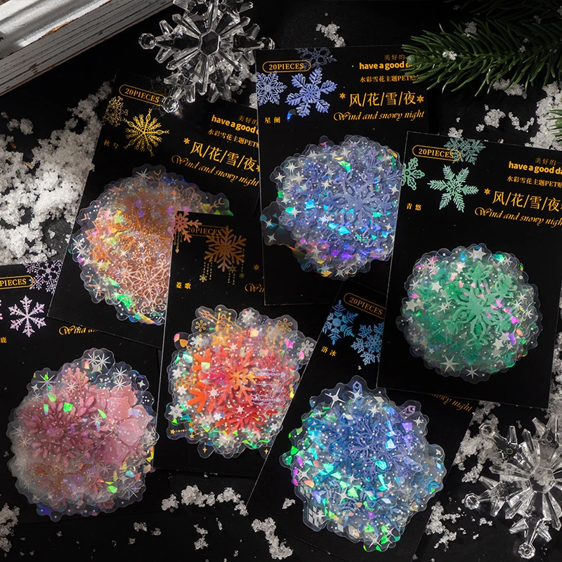 20Pcs Wind And Snowp Night Series Watercolor Snowflake PVC Stickers Handbook Material Sticker Decorative Stationery Sticker
20Pcs Wind And Snowp Night Series Watercolor Snowflake PVC Stickers Handbook Material Sticker Decorative Stationery Sticker