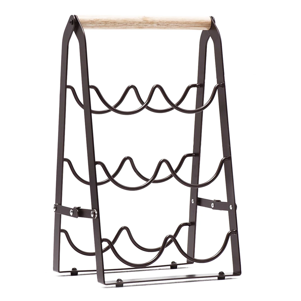 L Wine Bottle Rack Metal Foldable Tabletop Wine Holder 3-Tier Hold 6 Bottles Creative Wine Bottle Storage Shelf with Wood
L Wine Bottle Rack Metal Foldable Tabletop Wine Holder 3-Tier Hold 6 Bottles Creative Wine Bottle Storage Shelf with Wood