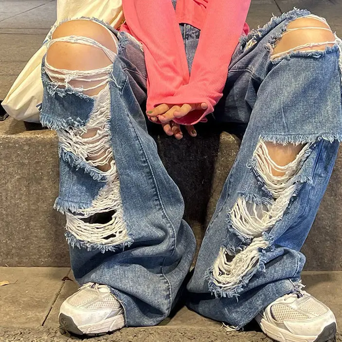 Streetwear Straight Pants Ladies Ripped Jeans High Waist Loose Wide Leg Pants Ladies Jeans Y2K Summer Plus Size High Street Jean
Streetwear Straight Pants Ladies Ripped Jeans High Waist Loose Wide Leg Pants Ladies Jeans Y2K Summer Plus Size High Street Jean