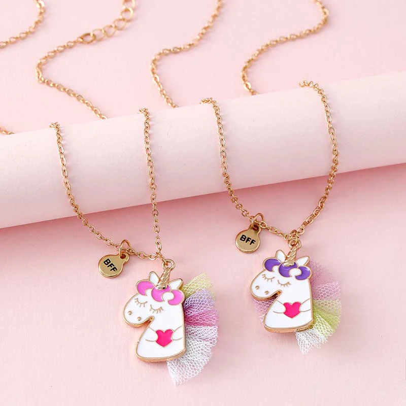 2Pcs/set Zinc Alloy Chain Mesh Tassel Unicorn Pendant BFF Necklace for Girls Best Friendship Jewelry Gift
2Pcs/set Zinc Alloy Chain Mesh Tassel Unicorn Pendant BFF Necklace for Girls Best Friendship Jewelry Gift