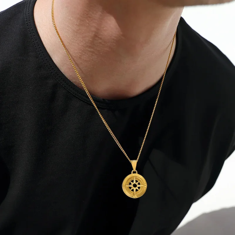 Mens Compass Pendant Necklaces with Center North Star, Waterproof Stainless Steel Geometric Collar
Mens Compass Pendant Necklaces with Center North Star, Waterproof Stainless Steel Geometric Collar