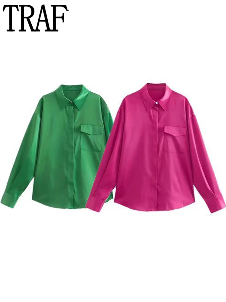 TRAF Rose Satin Women Blouse Green Baggy Button Up Shirts Woman Long Sleeve Top Female Summer Collared Blouses and Shirts Women
TRAF Rose Satin Women Blouse Green Baggy Button Up Shirts Woman Long Sleeve Top Female Summer Collared Blouses and Shirts Women