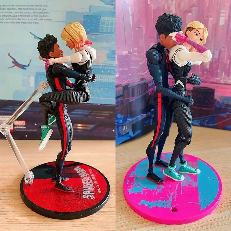 

Shf Spider-Man Anime Figure Miles Morales Gwen Stacy Action Figures Marvel Spiderman Across The Spider-Verse Model Toys Pvc