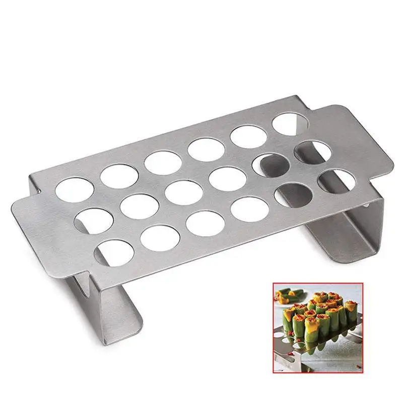 1Pcs Stainless Steel Grill Rack Non-Stick 18 Hole Chili Pepper Chicken Leg Barbecue Roasting Stand with Handle
1Pcs Stainless Steel Grill Rack Non-Stick 18 Hole Chili Pepper Chicken Leg Barbecue Roasting Stand with Handle