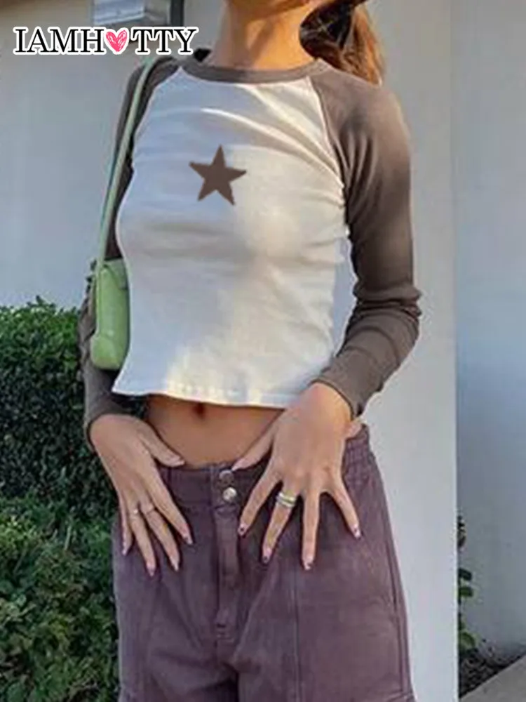 IAMHOTTY Harajuku Star Print Patchwork T Shirt Preppy Style Casual Basic Cotton Top Long Sleeve Pullovers Y2K Cute Clothes Women
IAMHOTTY Harajuku Star Print Patchwork T Shirt Preppy Style Casual Basic Cotton Top Long Sleeve Pullovers Y2K Cute Clothes Women