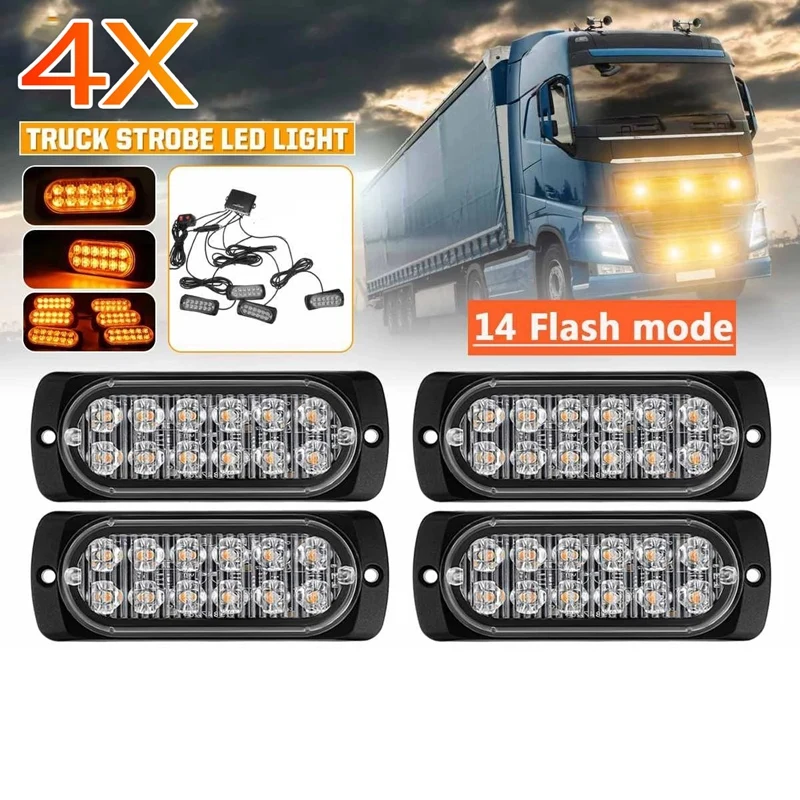 12V 24V Car Strobe Warning Light Flashing Emergency Light Truck Trailer Beacon Lamp Waterproof 14 Modes 4X12LED
12V 24V Car Strobe Warning Light Flashing Emergency Light Truck Trailer Beacon Lamp Waterproof 14 Modes 4X12LED