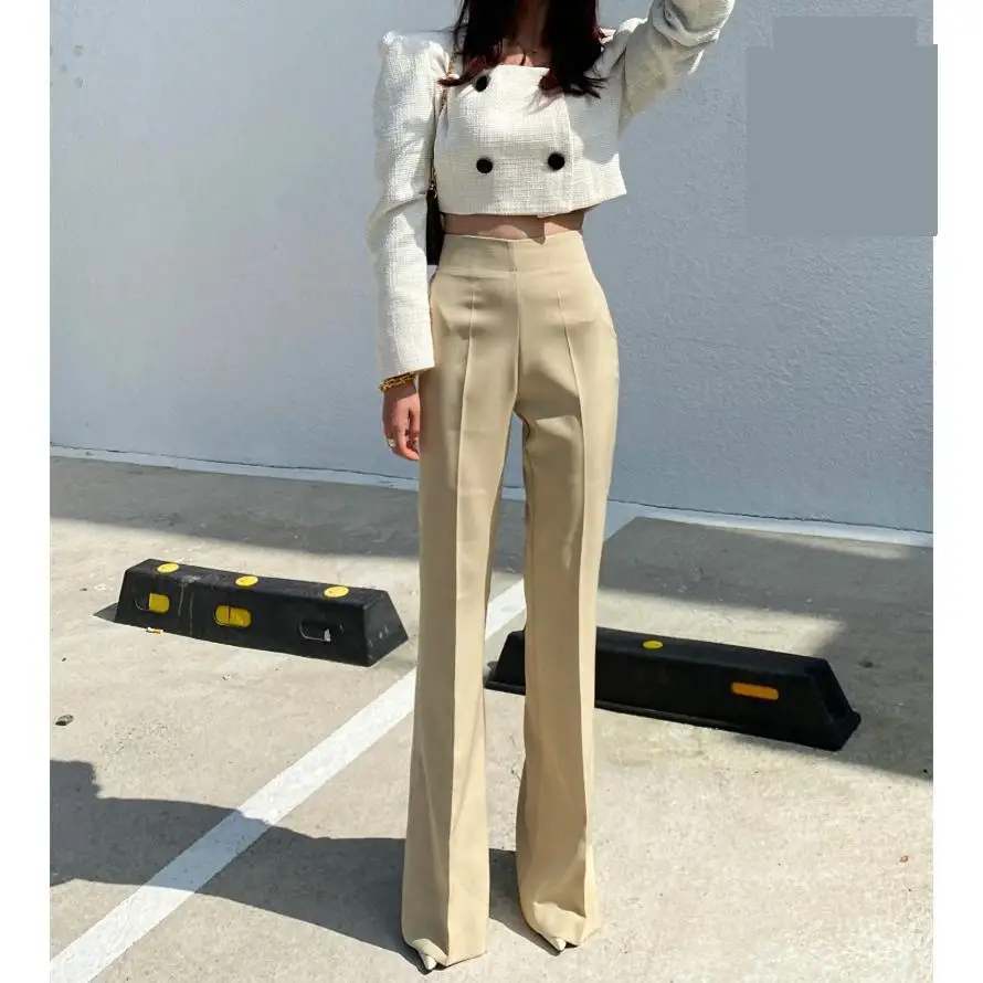 High Waist Micro Flare Pants For Women Chic Elegant Solic Color Slim Long Pants Lady Streetwear Flare Suit Pants
High Waist Micro Flare Pants For Women Chic Elegant Solic Color Slim Long Pants Lady Streetwear Flare Suit Pants