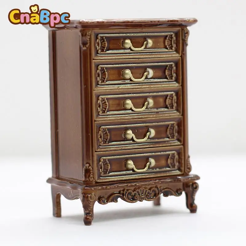 

1/12 Dollhouse Miniature Chest Of Drawers Bedroom Bedside Table Storage Drawer Cabinet Model DIY Doll House Living Scene Decor