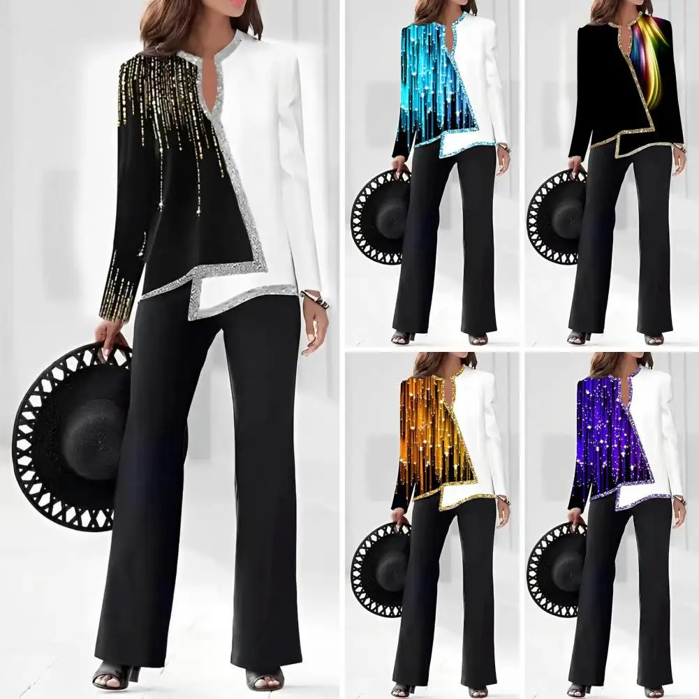 Asymmetric Women's Print Loose Pants Set Casual Long Sleeves T-shirts Wide Leg Trousers Suits Office Outfit Tracksuit
Asymmetric Women's Print Loose Pants Set Casual Long Sleeves T-shirts Wide Leg Trousers Suits Office Outfit Tracksuit