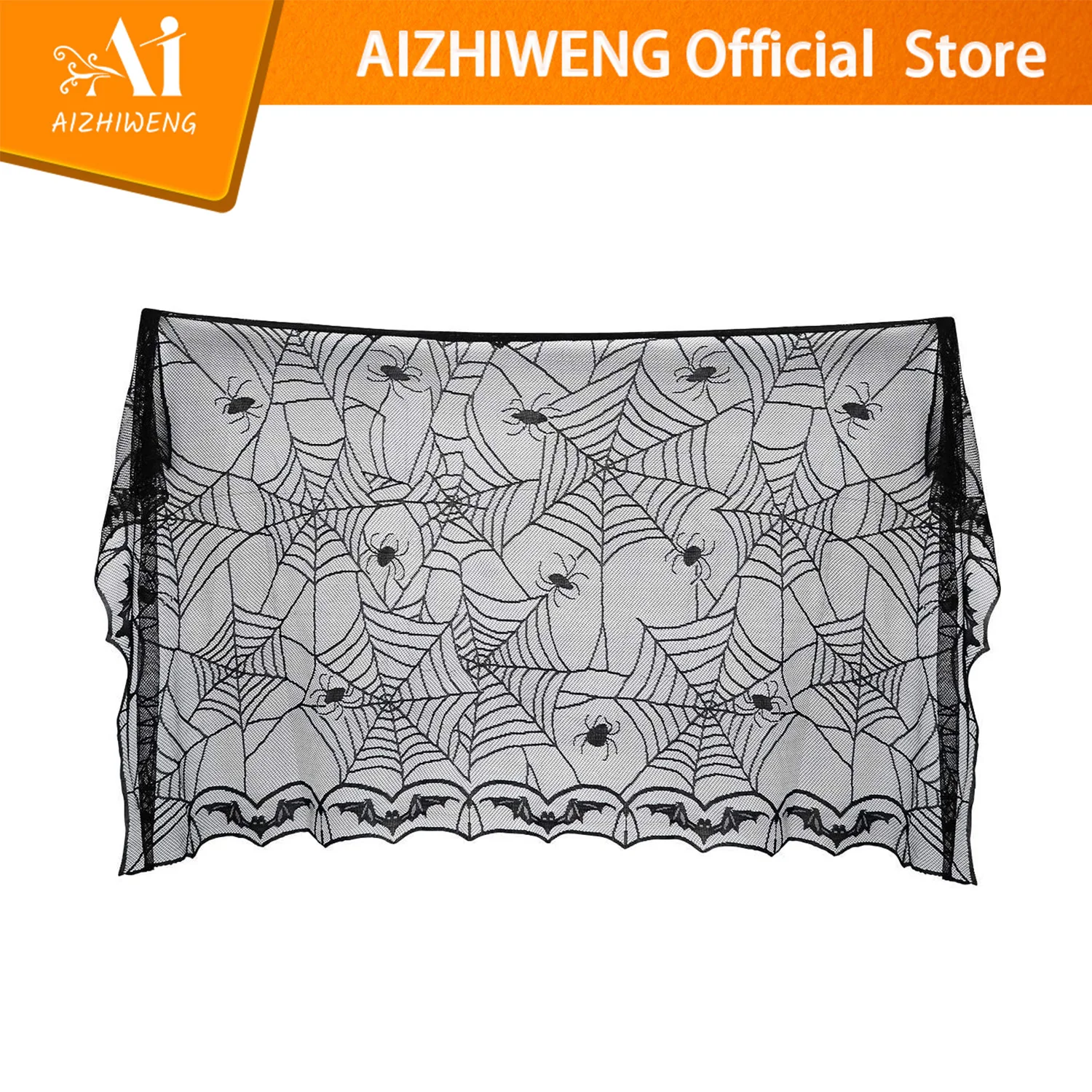 

Halloween Tablecloth Rectangular Black Spider Web 48 X 96 Inch Polyester Spooky Bat Lace Tablecover For Gothic Home Decorations