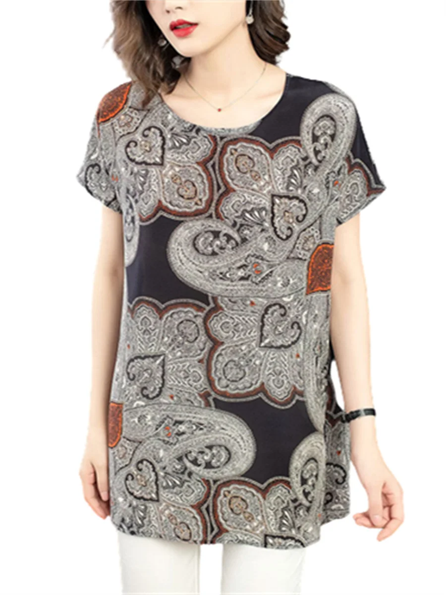 Loose Women Spring Summer Blouses Shirts Lady Fashion Casual Short Sleeve O-Neck Retro Printing Blusas Tops WY0530
Loose Women Spring Summer Blouses Shirts Lady Fashion Casual Short Sleeve O-Neck Retro Printing Blusas Tops WY0530