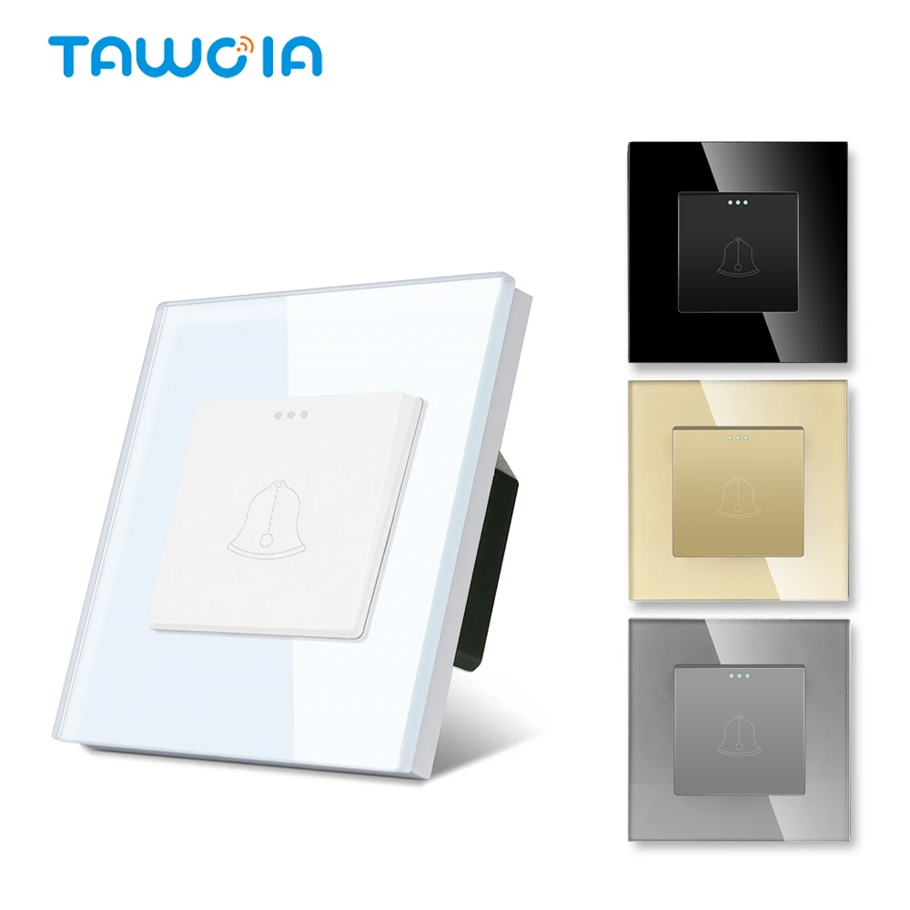 

TAWOIA Normal Doorbell Push Button Switch EU Standard Crystal Glass Frame Door Bell Switch 86*86mm Home Improvement