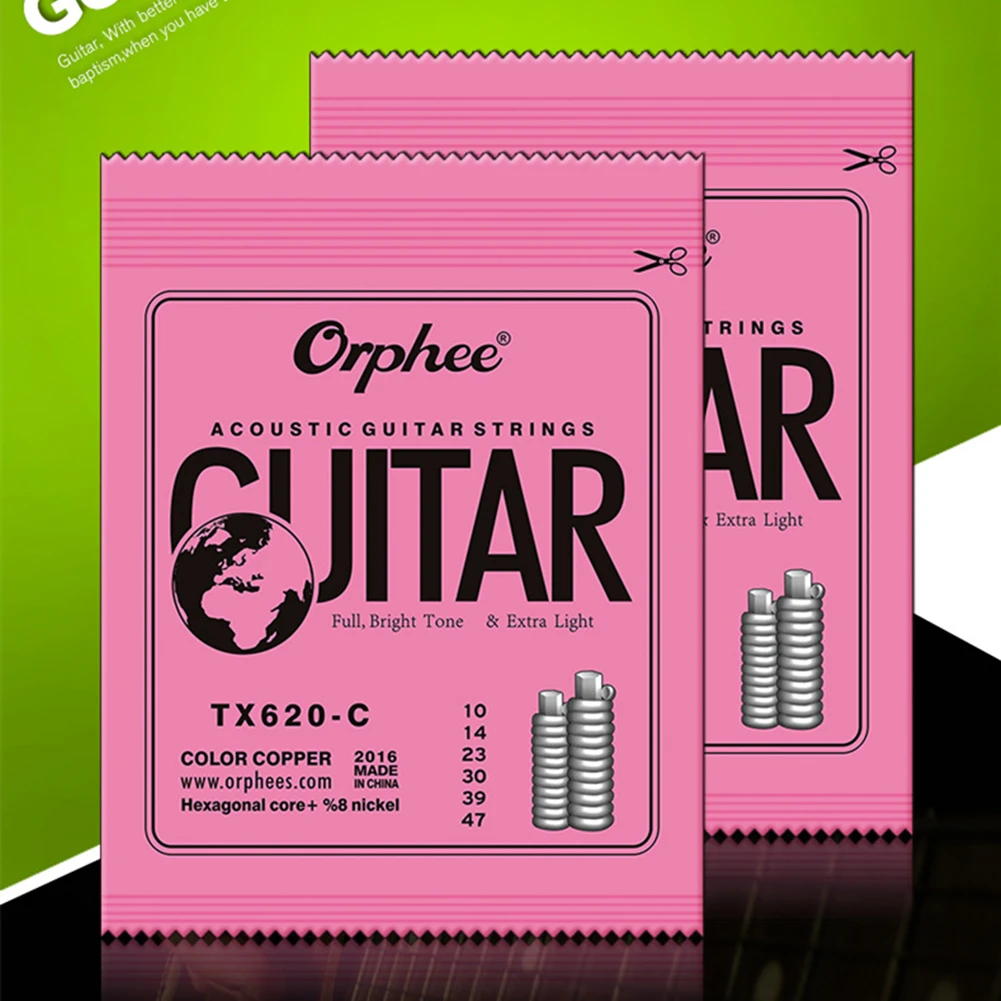 Orphee TX620-C Acoustic Guitar Strings 6 String Set Colourful Hexagonal Core+8% Nickel 010 014 023 030 039 047 Good Feeling
Orphee TX620-C Acoustic Guitar Strings 6 String Set Colourful Hexagonal Core+8% Nickel 010 014 023 030 039 047 Good Feeling