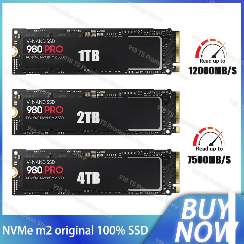 

SSD 980PRO Internal SSD 500GB 1TB 2TB Solid State Drive PCIe Gen 4*4 NVME M.2 2280 12000MB/S M2 4TB 8TB HDD Hard Disk for Ps5 PC