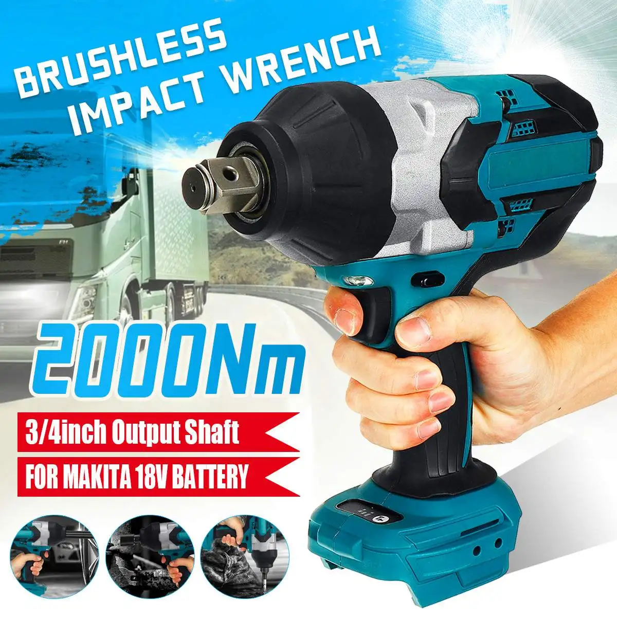 Keuhz 2000N.m High Torque Brushless Electric Impact Wrench 3/4 inch Socket Wrench Cordless Driver Tool for Makita 18V Battery
Keuhz 2000N.m High Torque Brushless Electric Impact Wrench 3/4 inch Socket Wrench Cordless Driver Tool for Makita 18V Battery