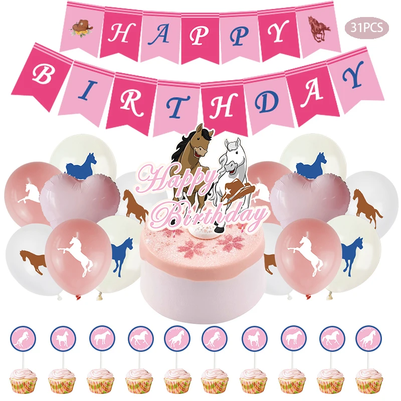 31pcs Pink Horse Themed Latex Balloon Cake Topper Birthday Party Decorations Foil Air Balloon Baby Shower Favors Birthday Banner
31pcs Pink Horse Themed Latex Balloon Cake Topper Birthday Party Decorations Foil Air Balloon Baby Shower Favors Birthday Banner