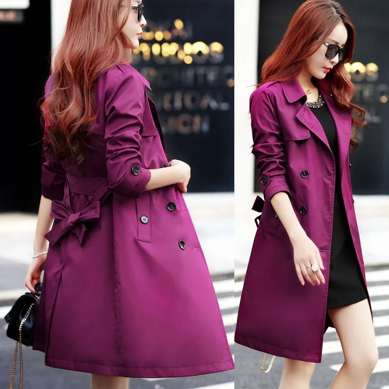 Spring Autumn Trench Coat Women Korean Double-breasted Mid Long Woman Trench Coat Overcoat Windbreaker Female Outerwear E371
Spring Autumn Trench Coat Women Korean Double-breasted Mid Long Woman Trench Coat Overcoat Windbreaker Female Outerwear E371