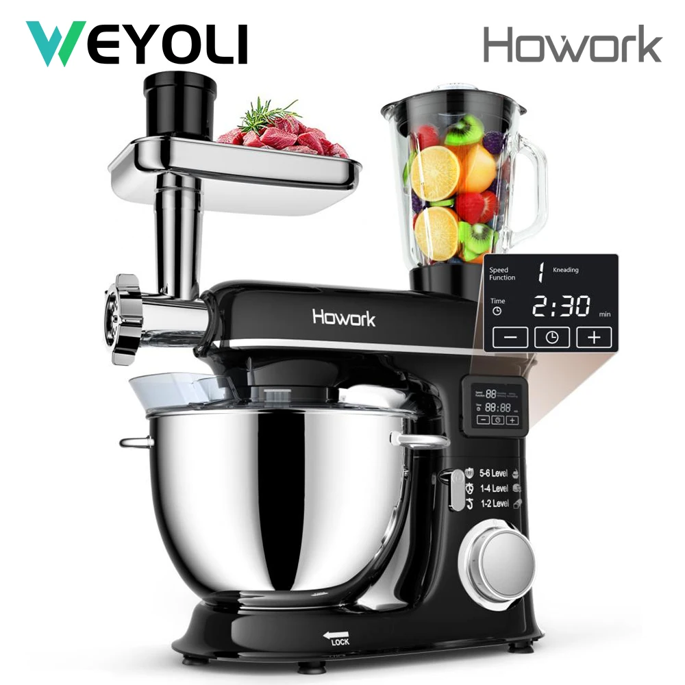 

WEYOLI 1500W Planetary Mixer with 8L Stainless Steel Bowl ,Kitchen Stand Mixer Meat Grinder Juicer Blender Cake Food Processor