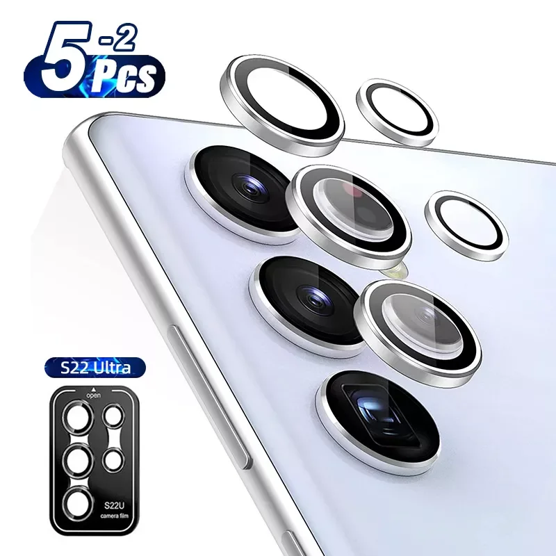 S22 Ultra Camera Lens Protector 5 Pcs/Set Aluminum Metal Full Cover Tempered Glass Camera Film For Samsung S22 Ultra S22 Plus
S22 Ultra Camera Lens Protector 5 Pcs/Set Aluminum Metal Full Cover Tempered Glass Camera Film For Samsung S22 Ultra S22 Plus