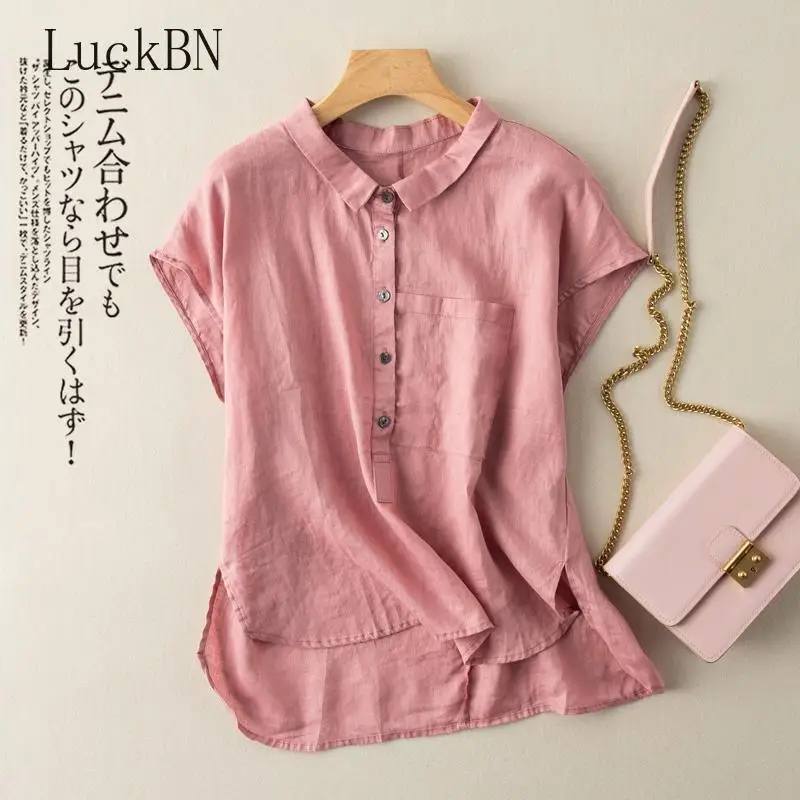 Cotton Linen Casual Shirt Women's Clothing Fashion Summer Korean Style Design Short Front and Long Slit Loose Blouse 2022 New
Cotton Linen Casual Shirt Women's Clothing Fashion Summer Korean Style Design Short Front and Long Slit Loose Blouse 2022 New