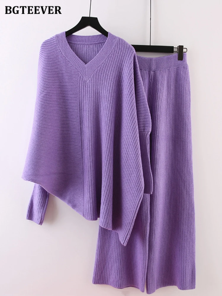 BGTEEVER Two Piece Knitted Sweater Set Women V Neck Autumn Winter Warm Set Fashion Batwing Sleeve Female Knitted Pant Suit
BGTEEVER Two Piece Knitted Sweater Set Women V Neck Autumn Winter Warm Set Fashion Batwing Sleeve Female Knitted Pant Suit