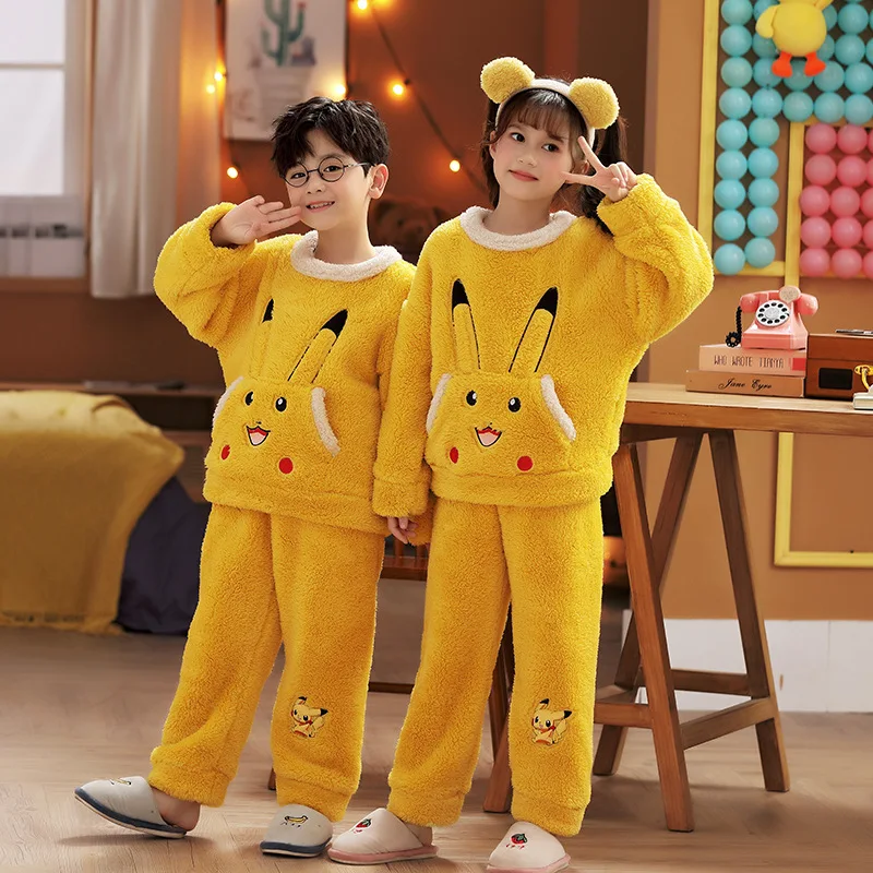 Anime Kawaii Kids Plush Pajamas Pokemon Pikachu Cute Plush Pajamas Two Piece Set Thickened Warm Autumn Winter Home Set Boy Girls
Anime Kawaii Kids Plush Pajamas Pokemon Pikachu Cute Plush Pajamas Two Piece Set Thickened Warm Autumn Winter Home Set Boy Girls