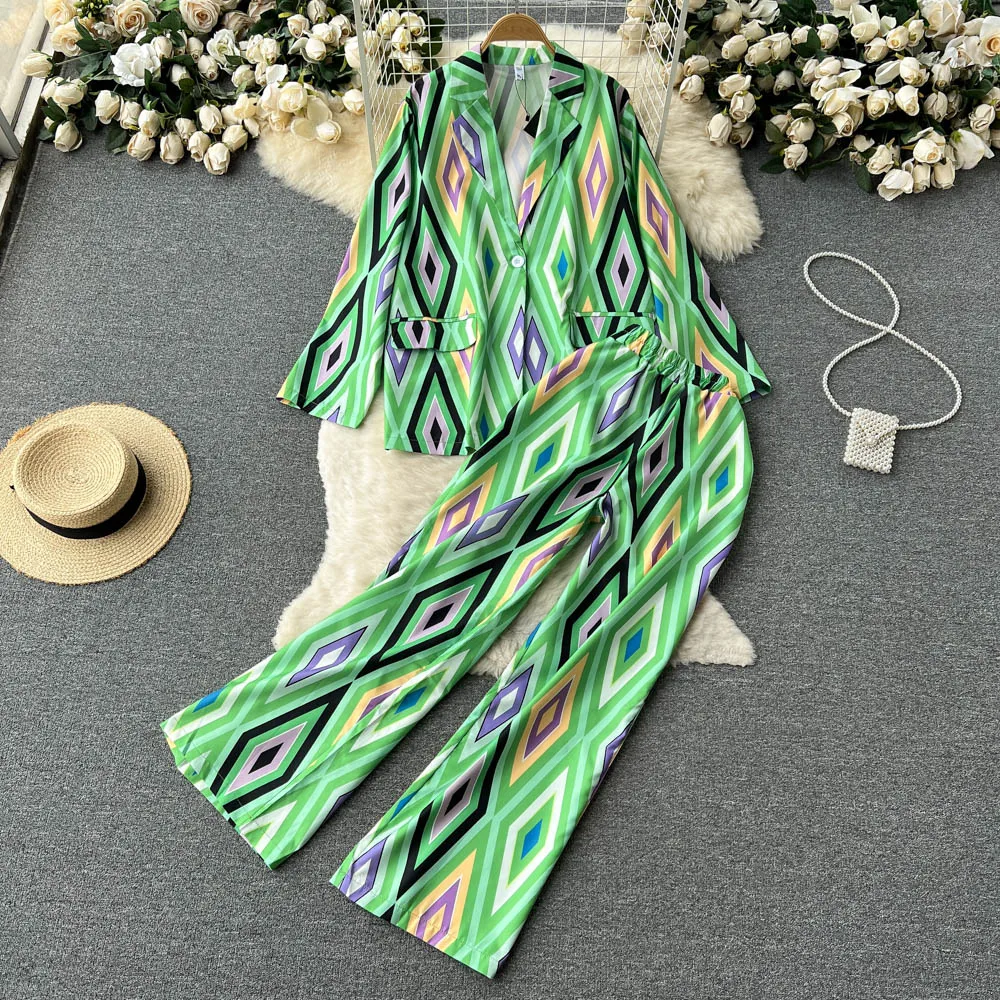 Women's Printed Long-Sleeved Loose Casual Suit, Coat and Trousers, Elastic Waist Wide-Leg Trousers, 2-Piece Set
Women's Printed Long-Sleeved Loose Casual Suit, Coat and Trousers, Elastic Waist Wide-Leg Trousers, 2-Piece Set