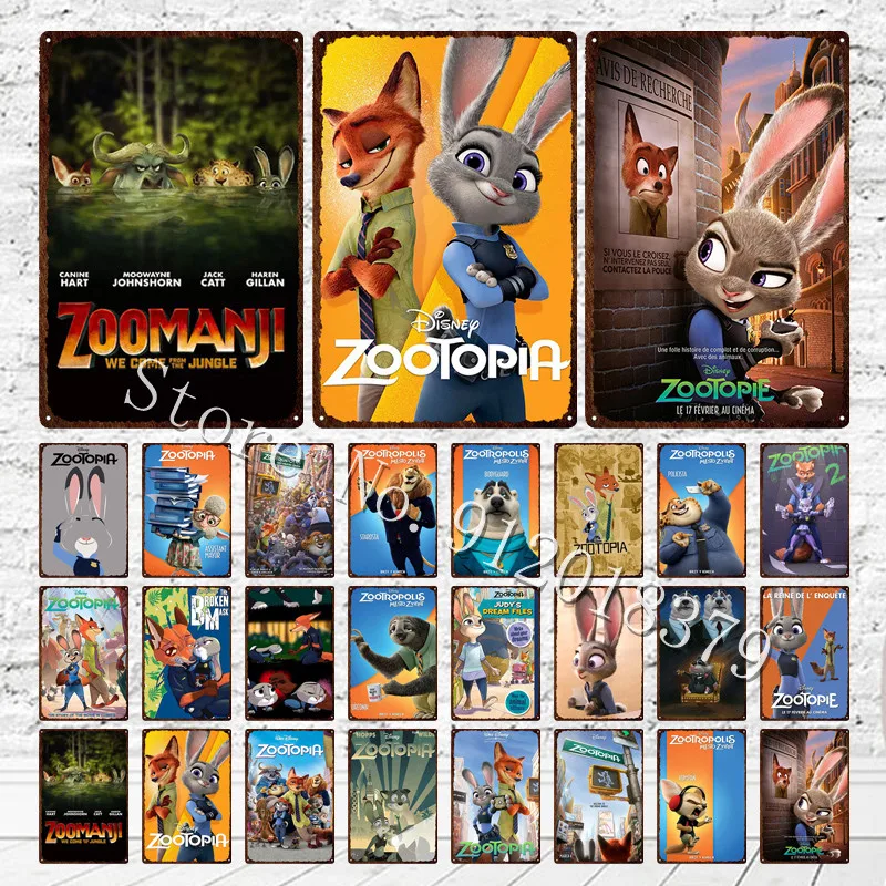 Zootopia Metal Tin Sign Disney Judy Police Metal Poster Plates Fox Rabbit Sloth Animals Metal Plaque Nursery Cartoon Decor Sign
Zootopia Metal Tin Sign Disney Judy Police Metal Poster Plates Fox Rabbit Sloth Animals Metal Plaque Nursery Cartoon Decor Sign