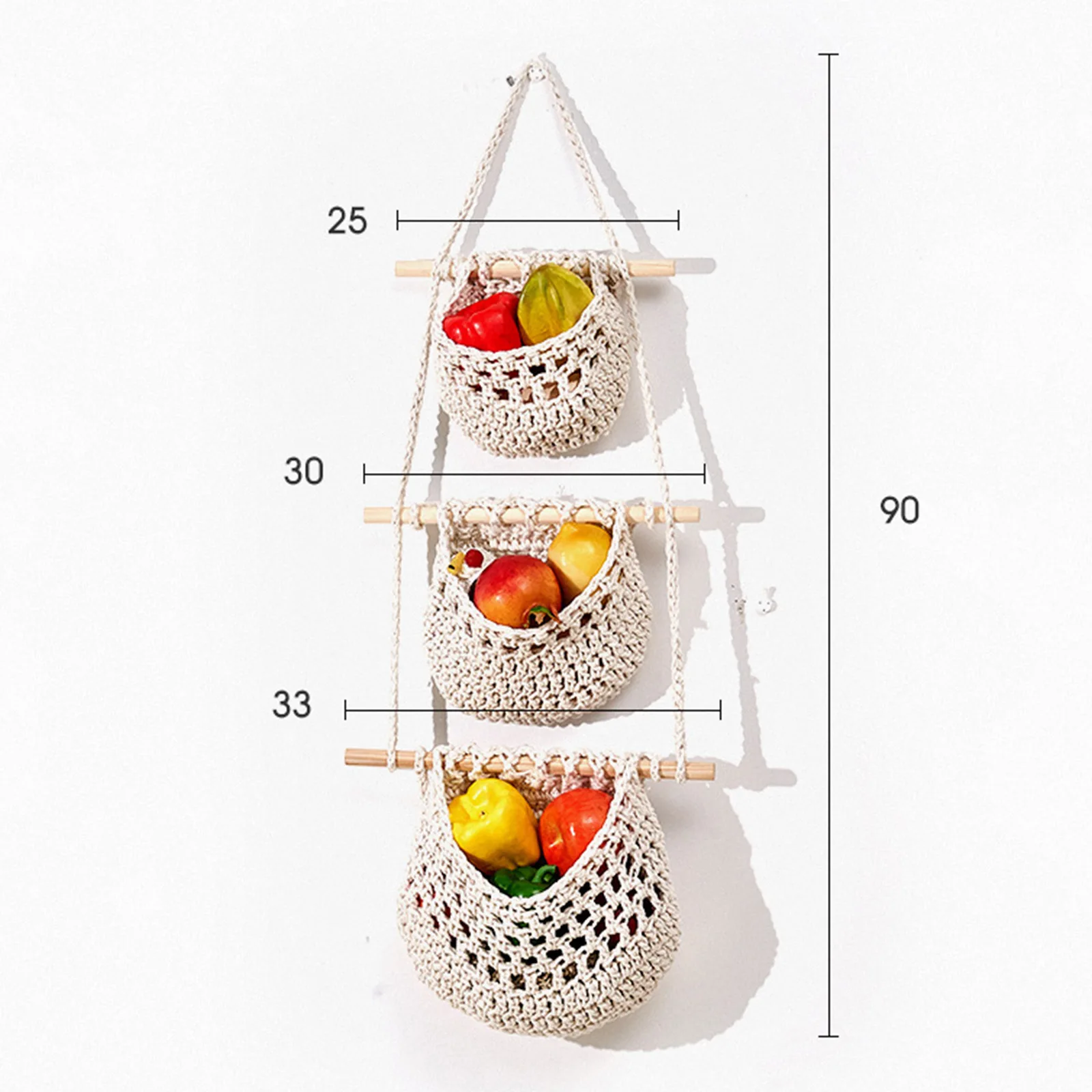 1pcs Wall Hanging Fruit Basket 3-Tier Storage Baskets Bohemian Macrame Cotton Rope Woven Organizer Vegetable Baskets
1pcs Wall Hanging Fruit Basket 3-Tier Storage Baskets Bohemian Macrame Cotton Rope Woven Organizer Vegetable Baskets
