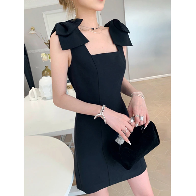 Vintage Black Dress For Women Square Collar Bowknot Sleeveless Patchwork High Waist Elegant Mini Dresses Female 2022 Summer New
Vintage Black Dress For Women Square Collar Bowknot Sleeveless Patchwork High Waist Elegant Mini Dresses Female 2022 Summer New