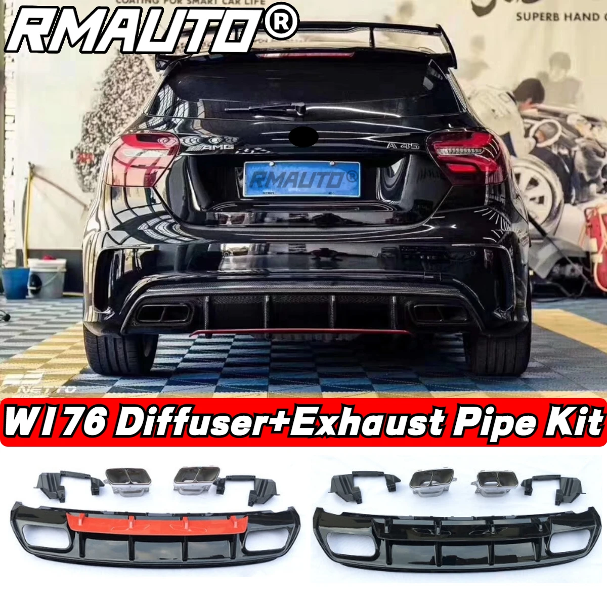 RMAUTO W176 Rear Bumper Diffuser Splitter Lip Spoiler Exhaust Pipe A45 AMG Body Kit For Mercedes Benz W176 2013-2018 Accessories
RMAUTO W176 Rear Bumper Diffuser Splitter Lip Spoiler Exhaust Pipe A45 AMG Body Kit For Mercedes Benz W176 2013-2018 Accessories