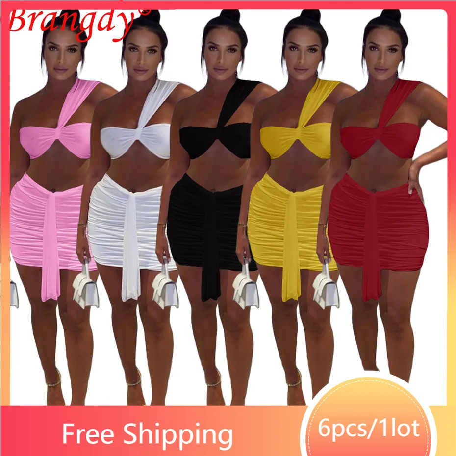 6sets Sexy Skirt Suit Two Piece Dress Sets Women 2022 Summer Fashion Solid One Shoulder Crop Top Clothing Wholesale B9859
6sets Sexy Skirt Suit Two Piece Dress Sets Women 2022 Summer Fashion Solid One Shoulder Crop Top Clothing Wholesale B9859