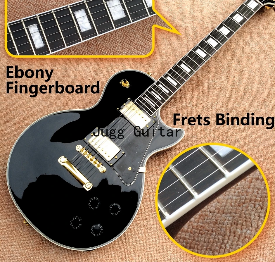 Custom Shop Black Beauty Gloss Black Electric Guitar Ebony Fingerboard & Fret Bindings, Humbucker Pickups, Black Pickguard
Custom Shop Black Beauty Gloss Black Electric Guitar Ebony Fingerboard & Fret Bindings, Humbucker Pickups, Black Pickguard