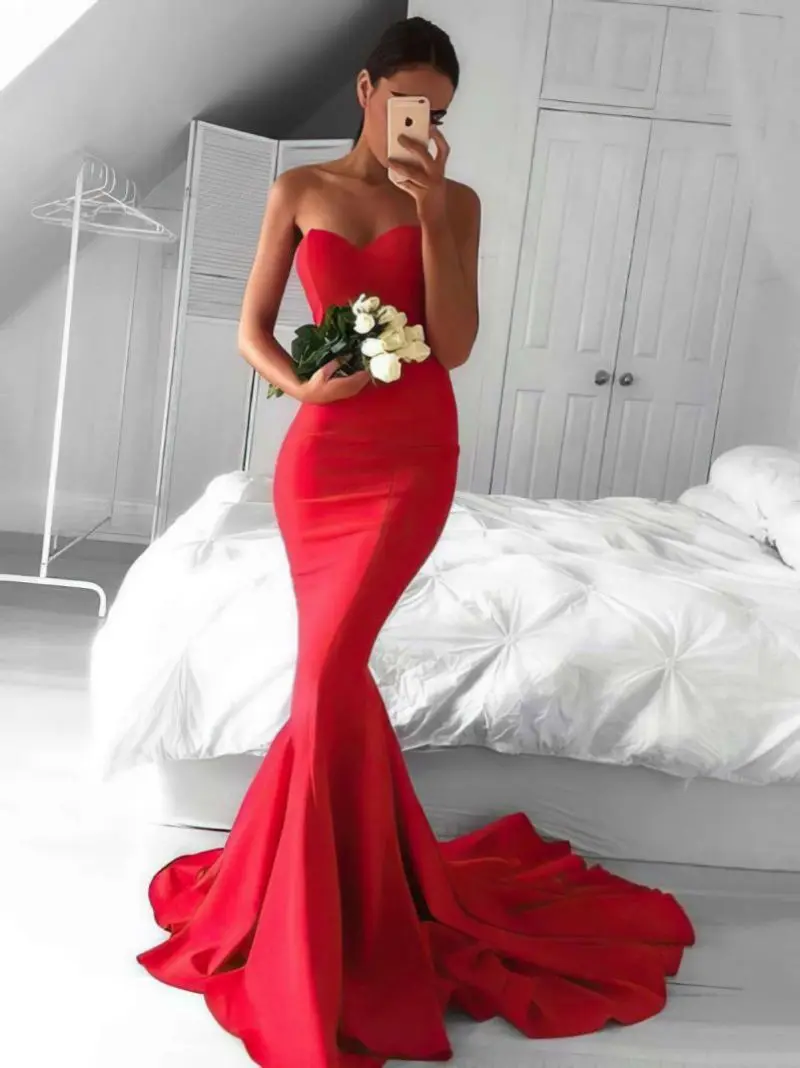 Sexy Red Mermaid Evening Dress For Women 2022 Sleeveless Strapless Long Prom Gowns For Formal Reception Party Dress vestidos
Sexy Red Mermaid Evening Dress For Women 2022 Sleeveless Strapless Long Prom Gowns For Formal Reception Party Dress vestidos