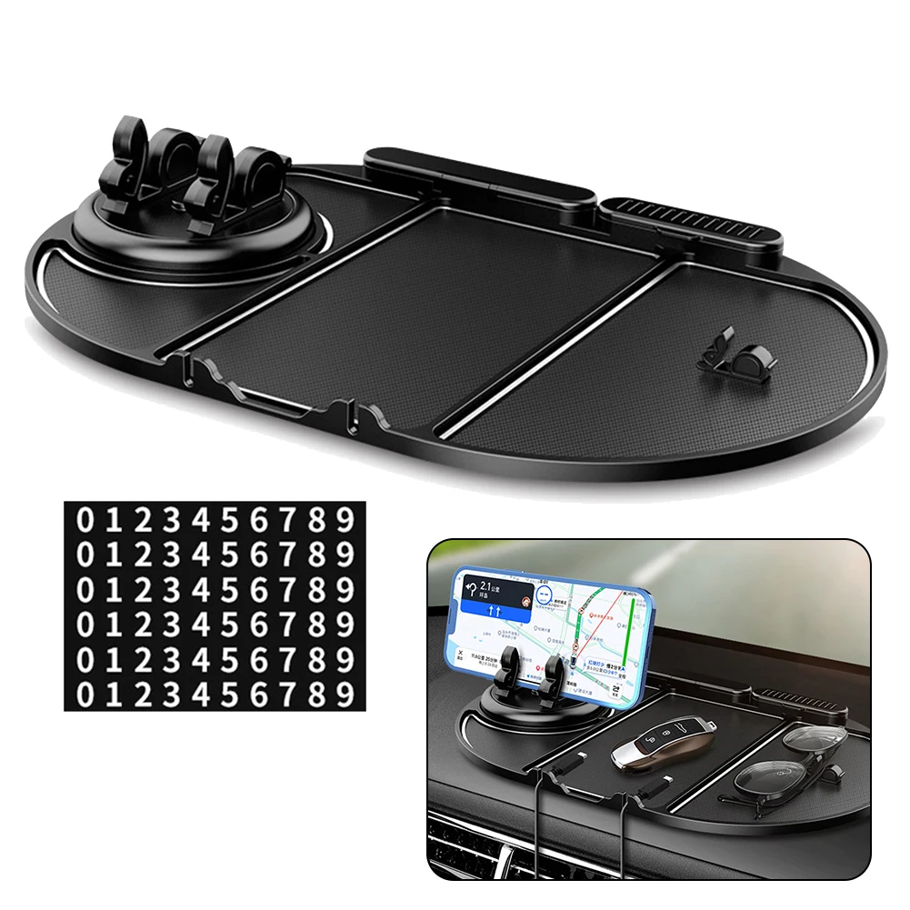 1pc Car Anti-Slip Silicone PVC Mat Auto Multifunctional Phone Holder Mat Slide Slip Pad With 2 Charging Wire Card Slots
1pc Car Anti-Slip Silicone PVC Mat Auto Multifunctional Phone Holder Mat Slide Slip Pad With 2 Charging Wire Card Slots
