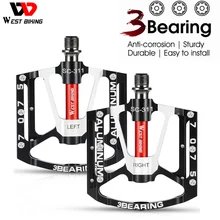 WEST BIKING Ultralight Bicycle Pedals Sealed Bearing Aluminium Alloy Cycling Non-slip MTB Flat Pedals BMX Road Bike Accessories