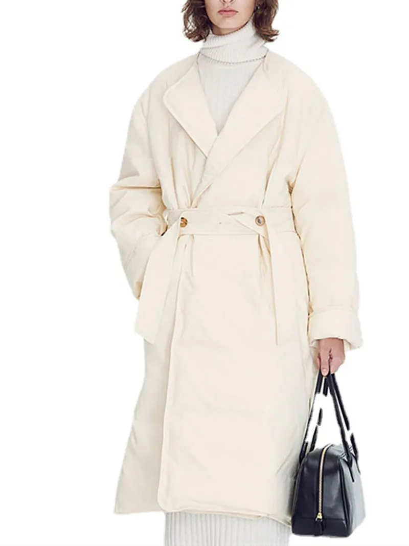 Women Down Coat Long Sleeve Turn-down Collar Temperament Ladies midi Jacket with Sashes
Women Down Coat Long Sleeve Turn-down Collar Temperament Ladies midi Jacket with Sashes