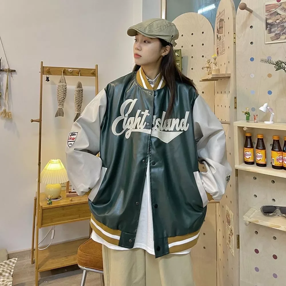 Мужская бейсбольная куртка из ПУ кожи, с Вышивкой Букв
Мужская бейсбольная куртка из ПУ кожи, с Вышивкой Букв