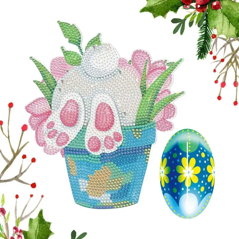 

Easter Diamonds Art Kit | 5D Diamonds Art Kit Easter Decorations | Outdoor Window Hanging Decor DIY Craft Gifts Tulip