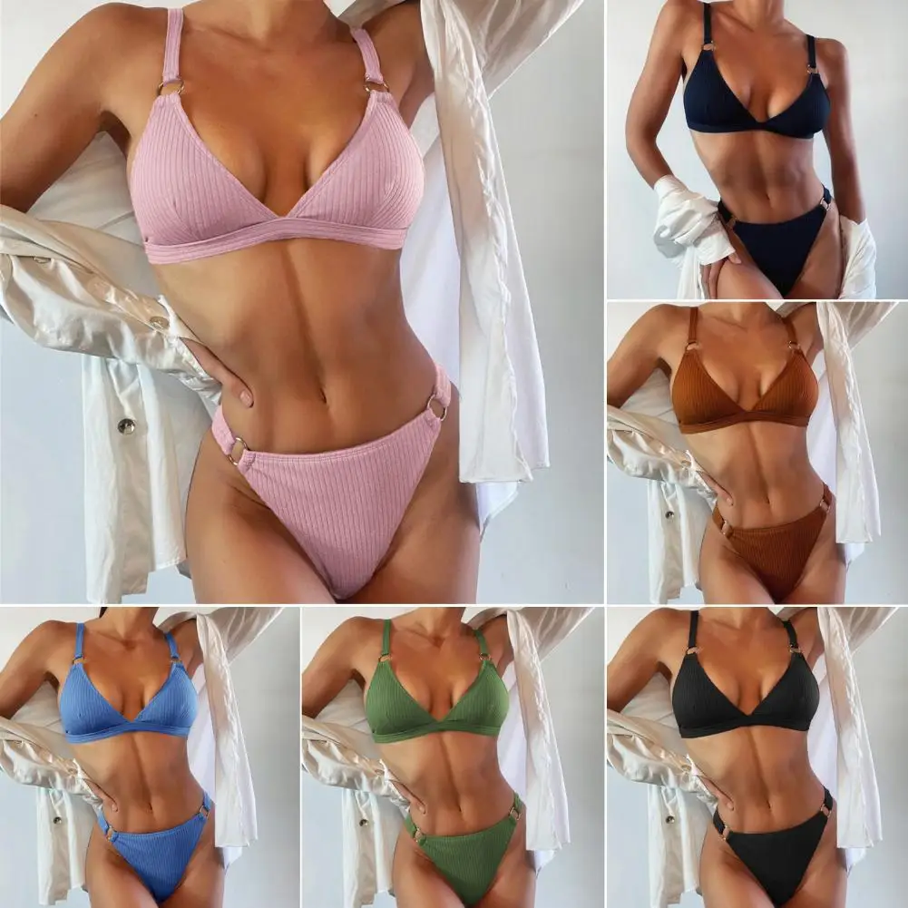 Breathable 2 Pcs/Set Chic Thong Summer Bikini Set Beachwear Women Swimsuit Wireless for Water Sports 
Breathable 2 Pcs/Set Chic Thong Summer Bikini Set Beachwear Women Swimsuit Wireless for Water Sports
