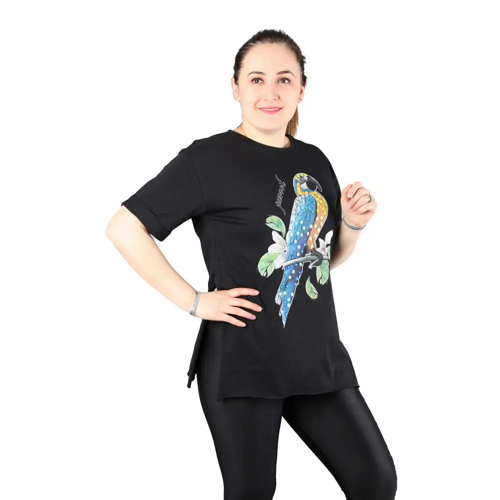 Fierte Female Large Size Blouse Edby2504-4 Round Collar Parrot Print Short Sleeve Basic Combed Cotton Sports White Black
Fierte Female Large Size Blouse Edby2504-4 Round Collar Parrot Print Short Sleeve Basic Combed Cotton Sports White Black