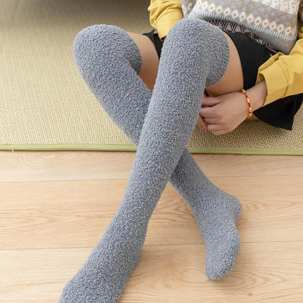 1 Pair Japanese Style Thickened Coral Fleece Solid Color Thigh Stockings Autumn Winter Women Warm Over Knee Socks
1 Pair Japanese Style Thickened Coral Fleece Solid Color Thigh Stockings Autumn Winter Women Warm Over Knee Socks