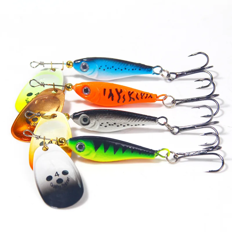 

1pc Artificial Hard Baits Crap Bass Pike Treble Hook Tackle 11g 15g 20g Sequins Iscas Rotating Metal Spinner Fishing Lures